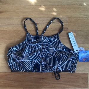 Siloett Swim Top, Black and White Geometric NWT